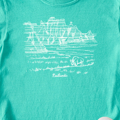 Badlands Line Drawing Kids Cotton T-Shirt