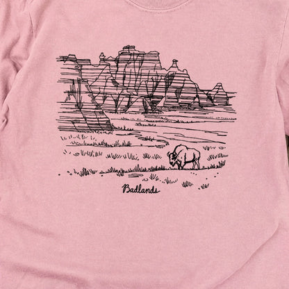 Badlands Line Drawing Cotton Long Sleeve