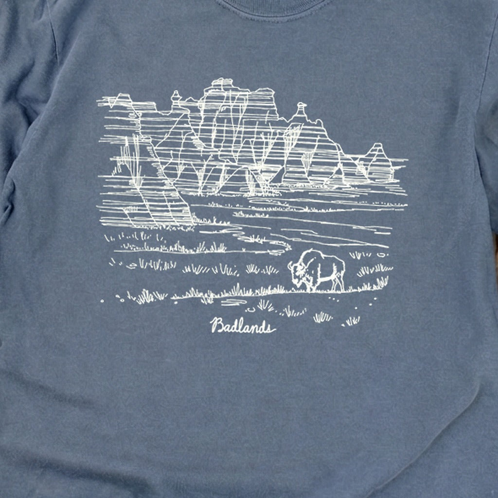 Badlands Line Drawing Cotton Long Sleeve