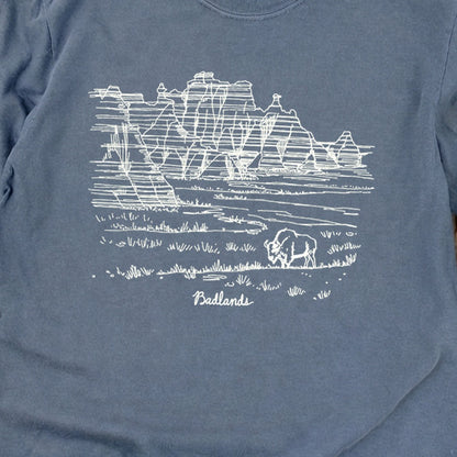 Badlands Line Drawing Cotton Long Sleeve