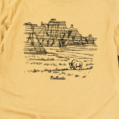 Badlands Line Drawing Cotton Long Sleeve
