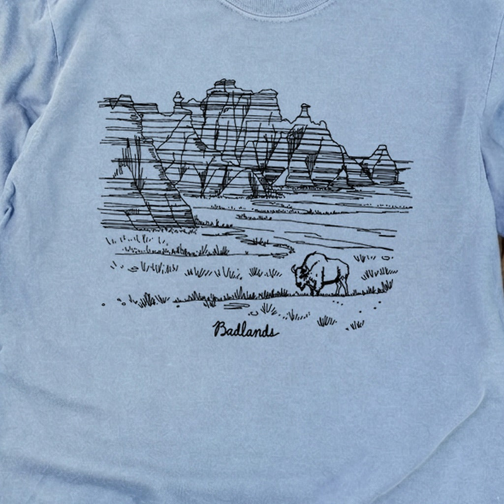 Badlands Line Drawing Cotton Long Sleeve