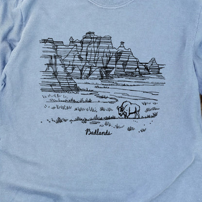 Badlands Line Drawing Cotton Long Sleeve