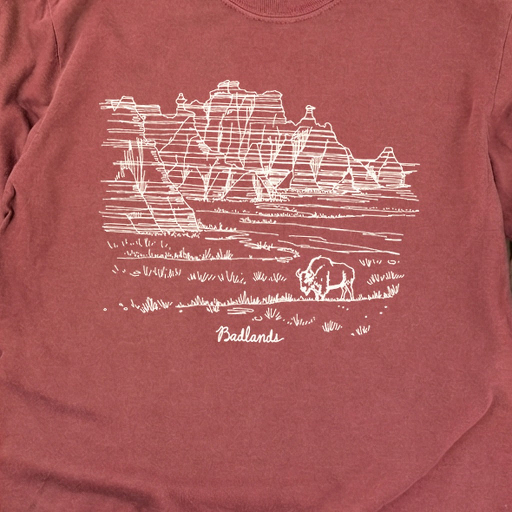 Badlands Line Drawing Cotton Long Sleeve