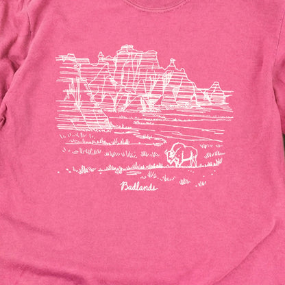 Badlands Line Drawing Cotton Long Sleeve