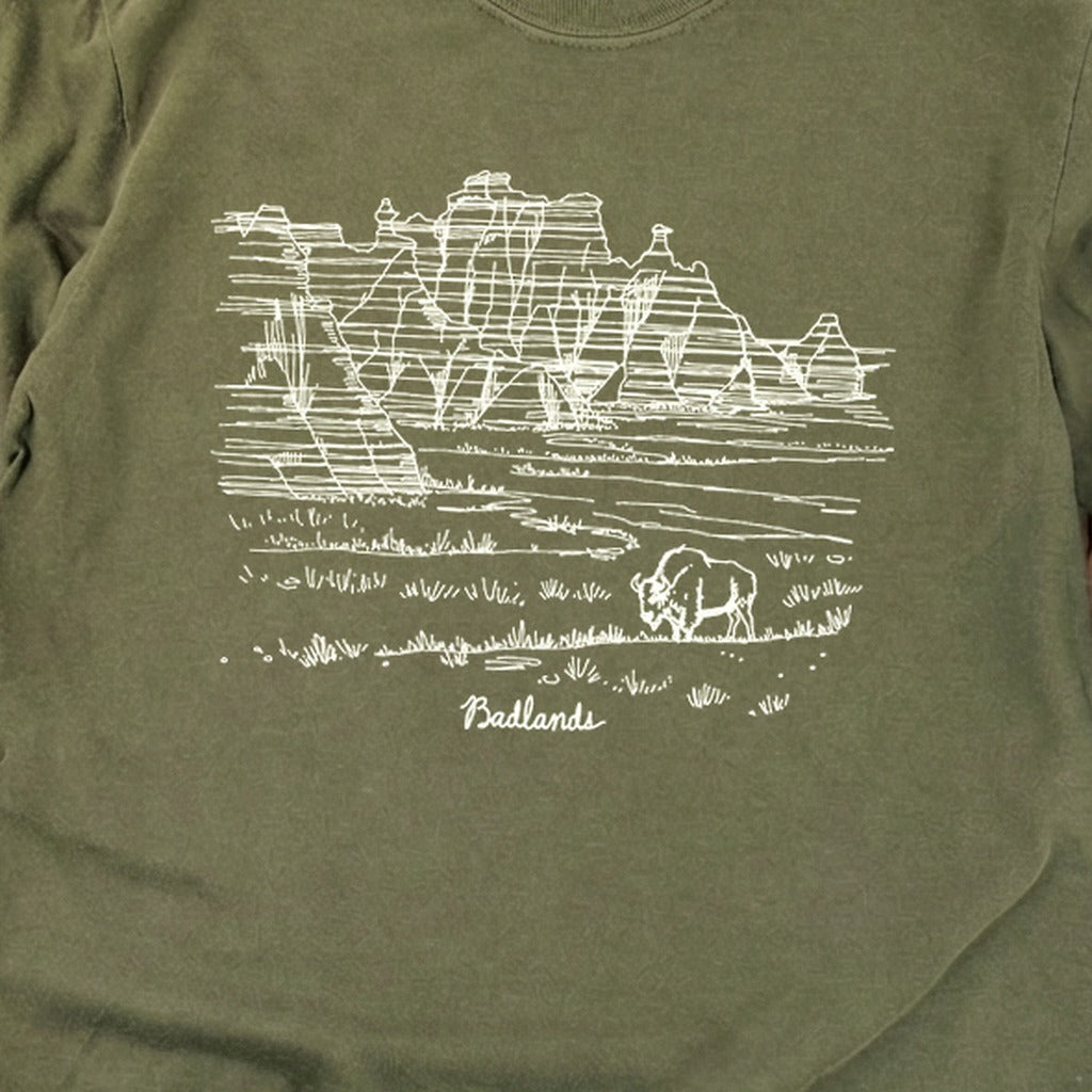 Badlands Line Drawing Cotton Long Sleeve