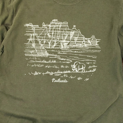 Badlands Line Drawing Cotton Long Sleeve