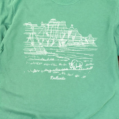 Badlands Line Drawing Cotton Long Sleeve