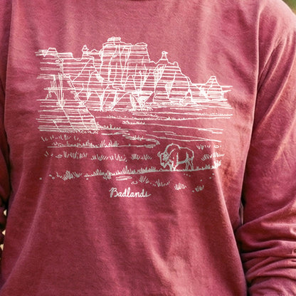 Badlands Line Drawing Cotton Long Sleeve