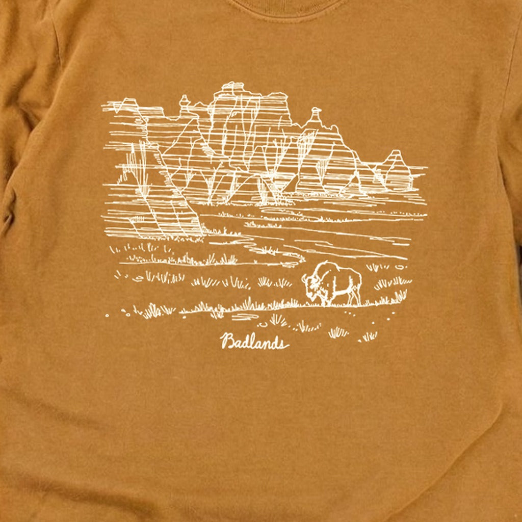 Badlands Line Drawing Cotton Long Sleeve