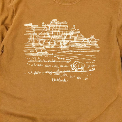 Badlands Line Drawing Cotton Long Sleeve