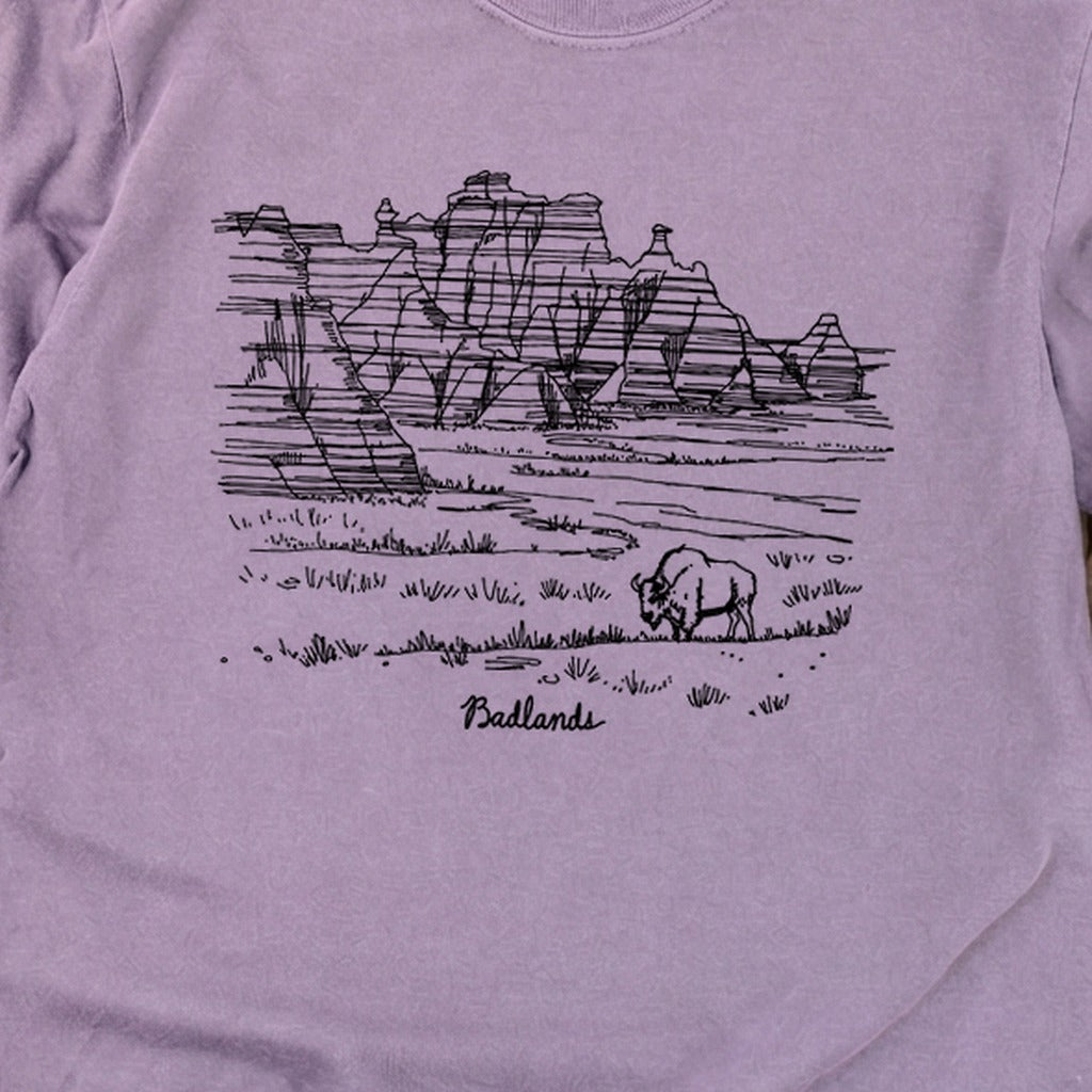 Badlands Line Drawing Cotton Long Sleeve
