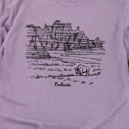 Badlands Line Drawing Cotton Long Sleeve