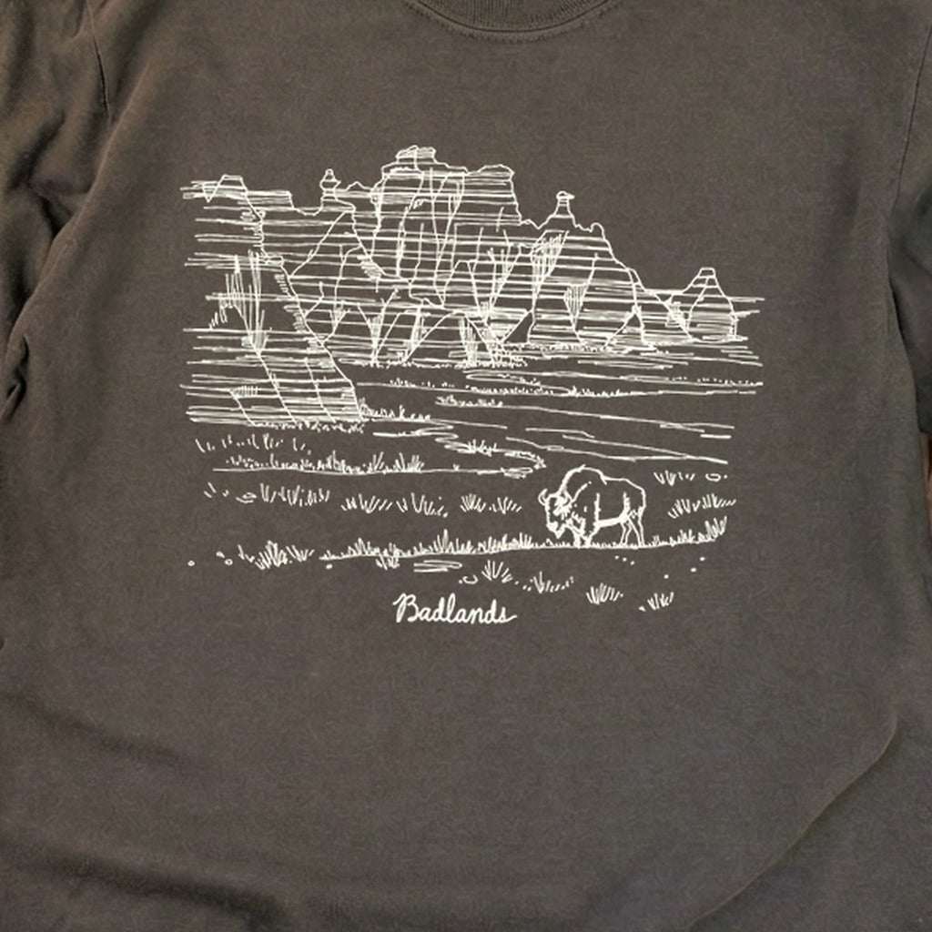 Badlands Line Drawing Cotton Long Sleeve