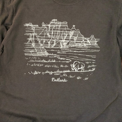 Badlands Line Drawing Cotton Long Sleeve