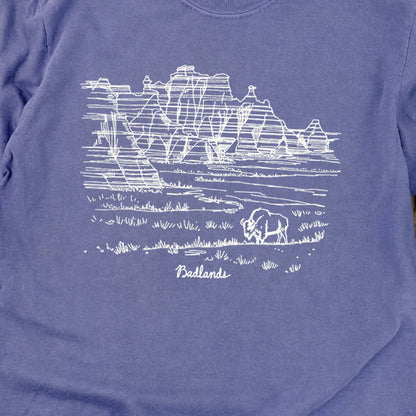 Badlands Line Drawing Cotton Long Sleeve