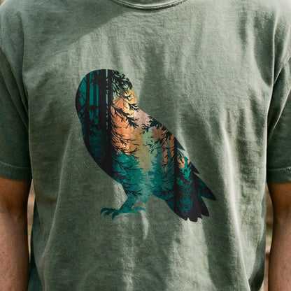 Barn Owl Silhouette Cotton T-Shirt
