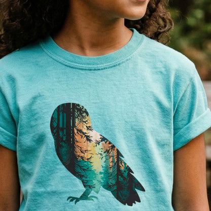 Barn Owl Silhouette Kids Cotton T-Shirt