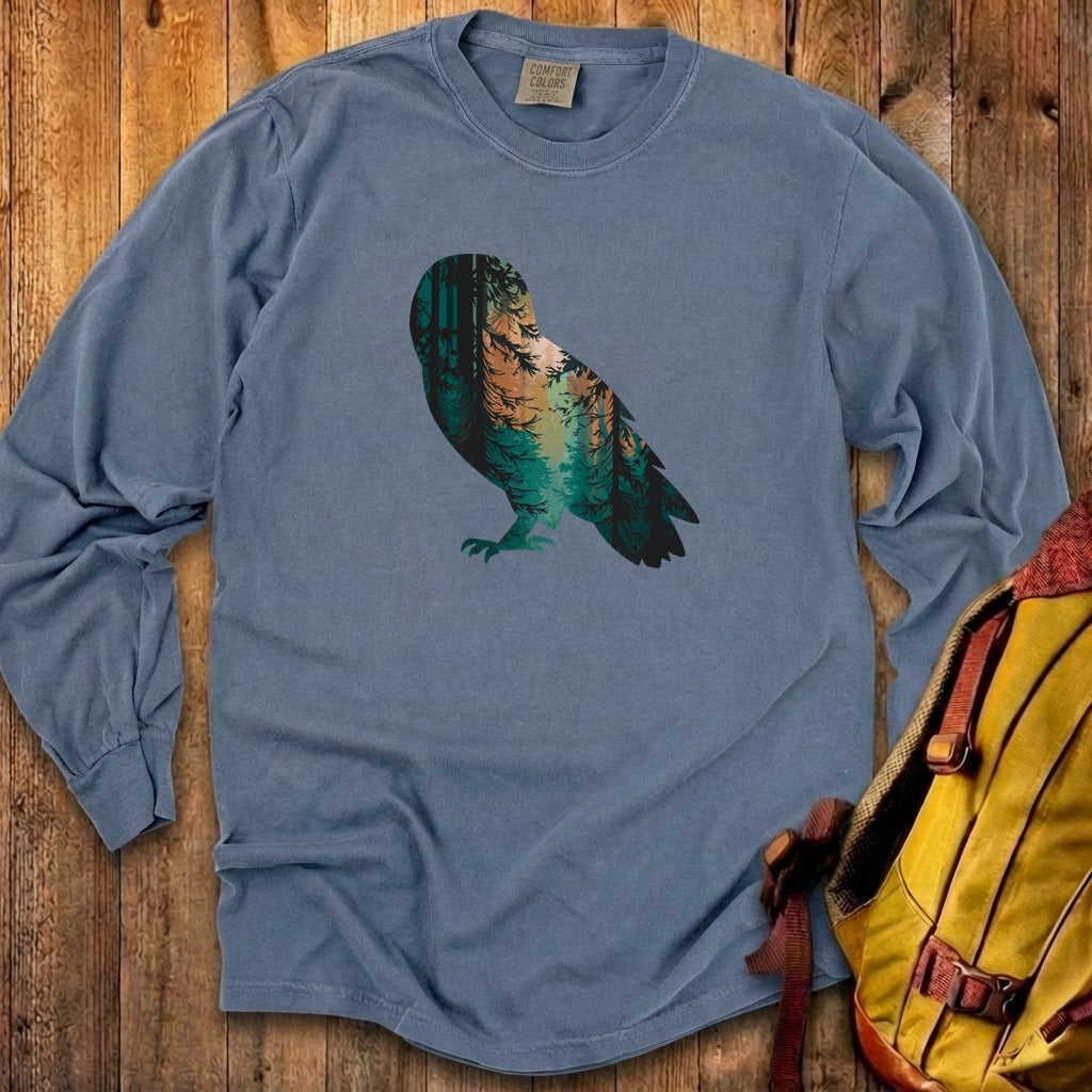 Barn Owl Silhouette Cotton Long Sleeve