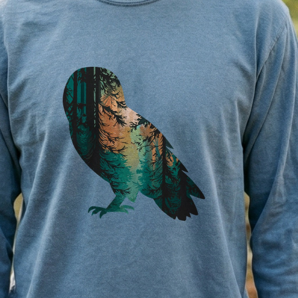 Barn Owl Silhouette Cotton Long Sleeve