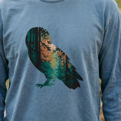 Barn Owl Silhouette Cotton Long Sleeve