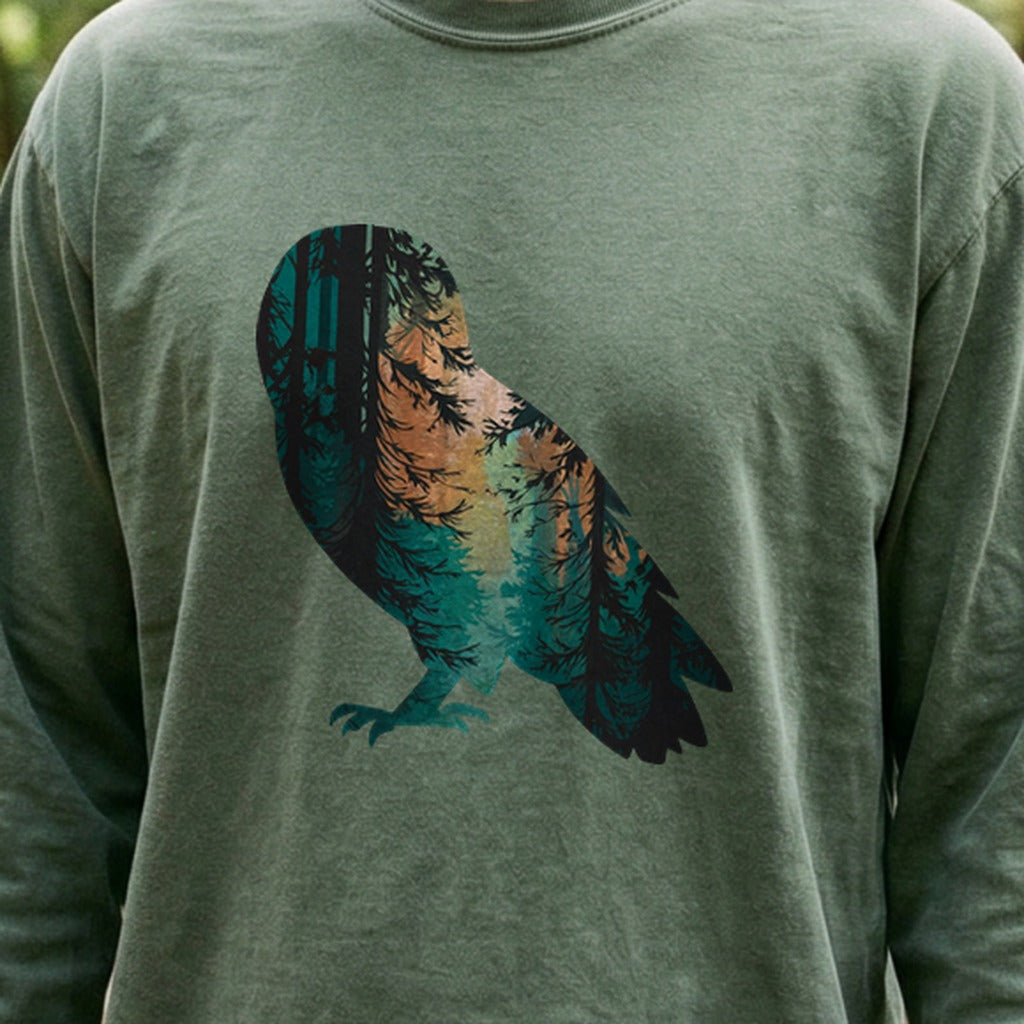 Barn Owl Silhouette Cotton Long Sleeve
