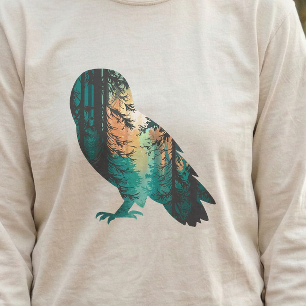 Barn Owl Silhouette Cotton Long Sleeve