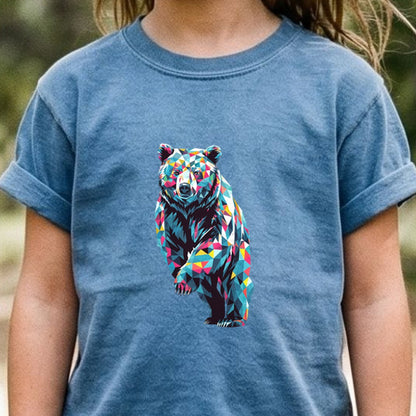 Bear Mosaic Kids Cotton T-Shirt