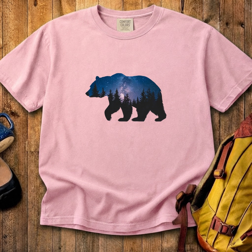 Bear Night Silhouette Cotton T-Shirt
