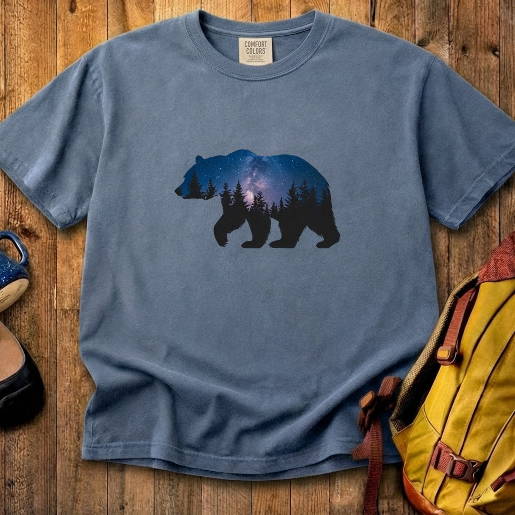 Bear Night Silhouette Cotton T-Shirt