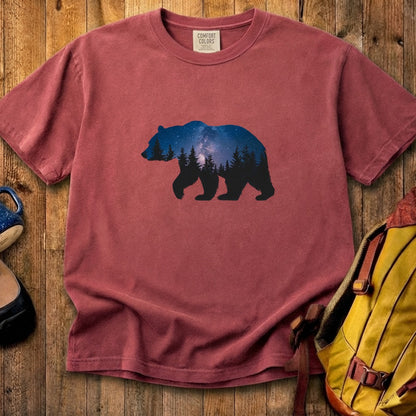 Bear Night Silhouette Cotton T-Shirt