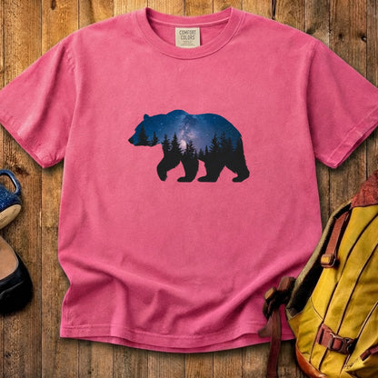 Bear Night Silhouette Cotton T-Shirt