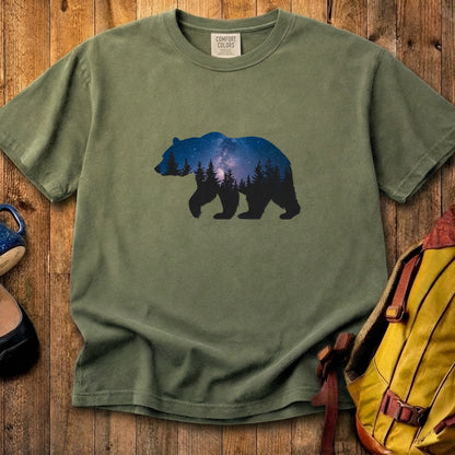 Bear Night Silhouette Cotton T-Shirt