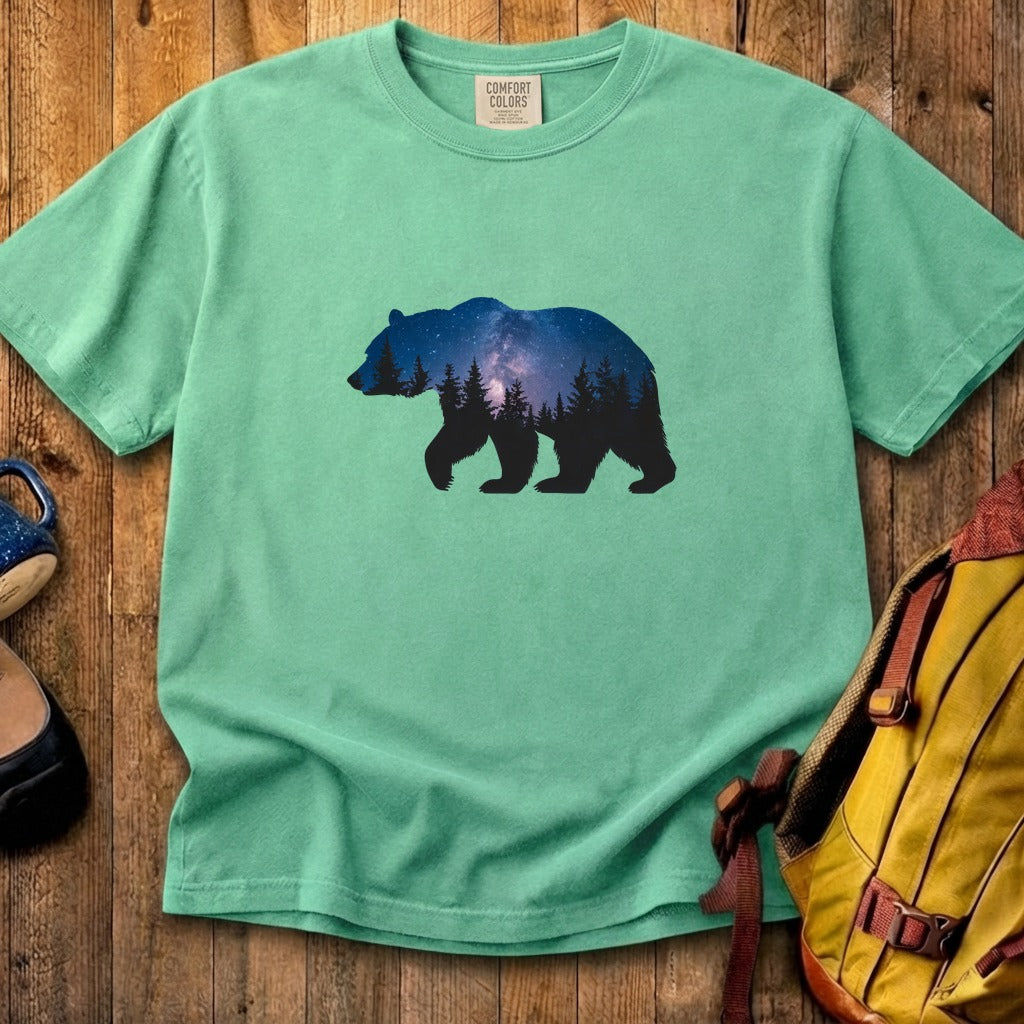 Bear Night Silhouette Cotton T-Shirt