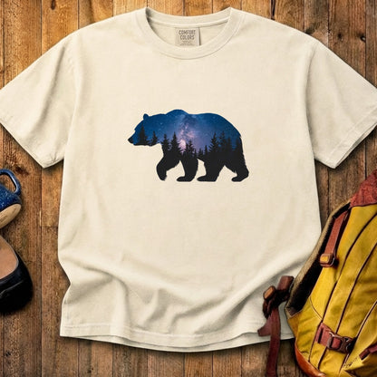 Bear Night Silhouette Cotton T-Shirt