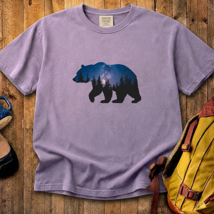 Bear Night Silhouette Cotton T-Shirt