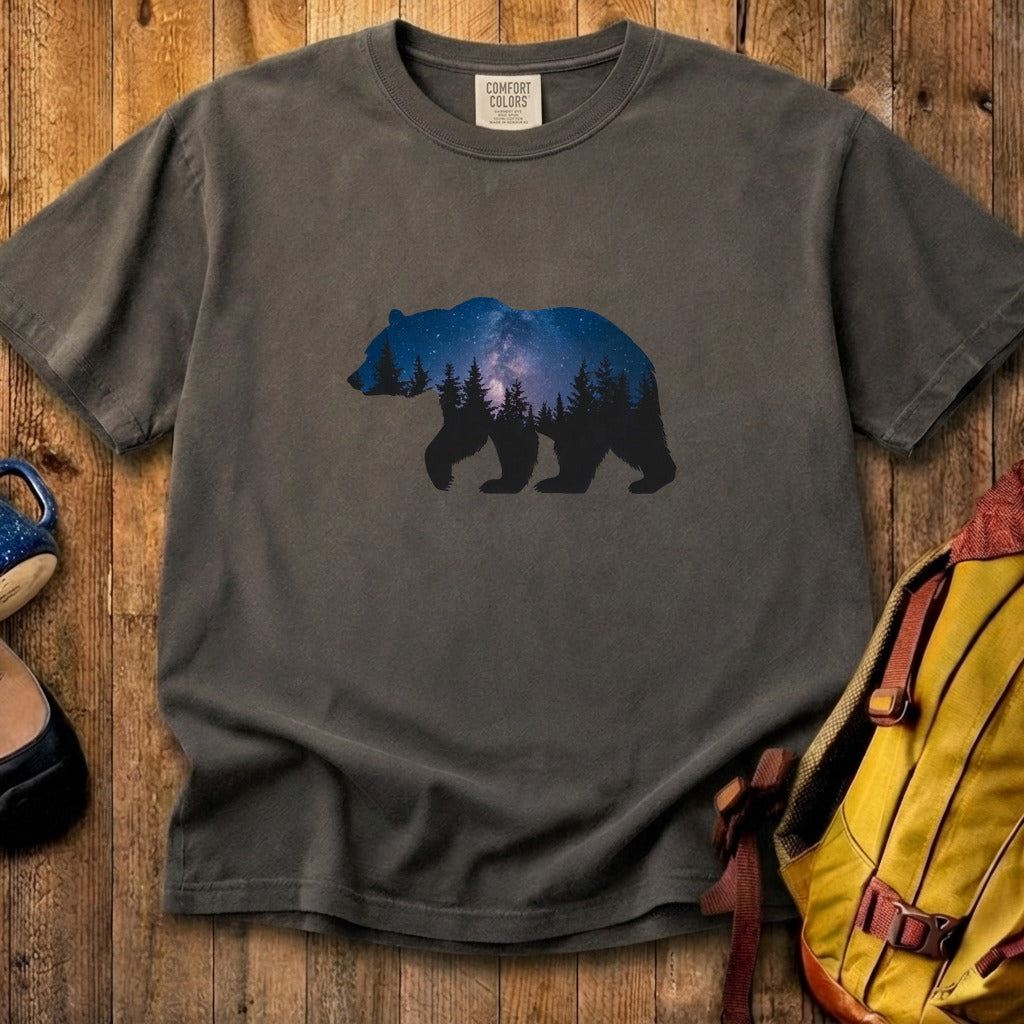 Bear Night Silhouette Cotton T-Shirt