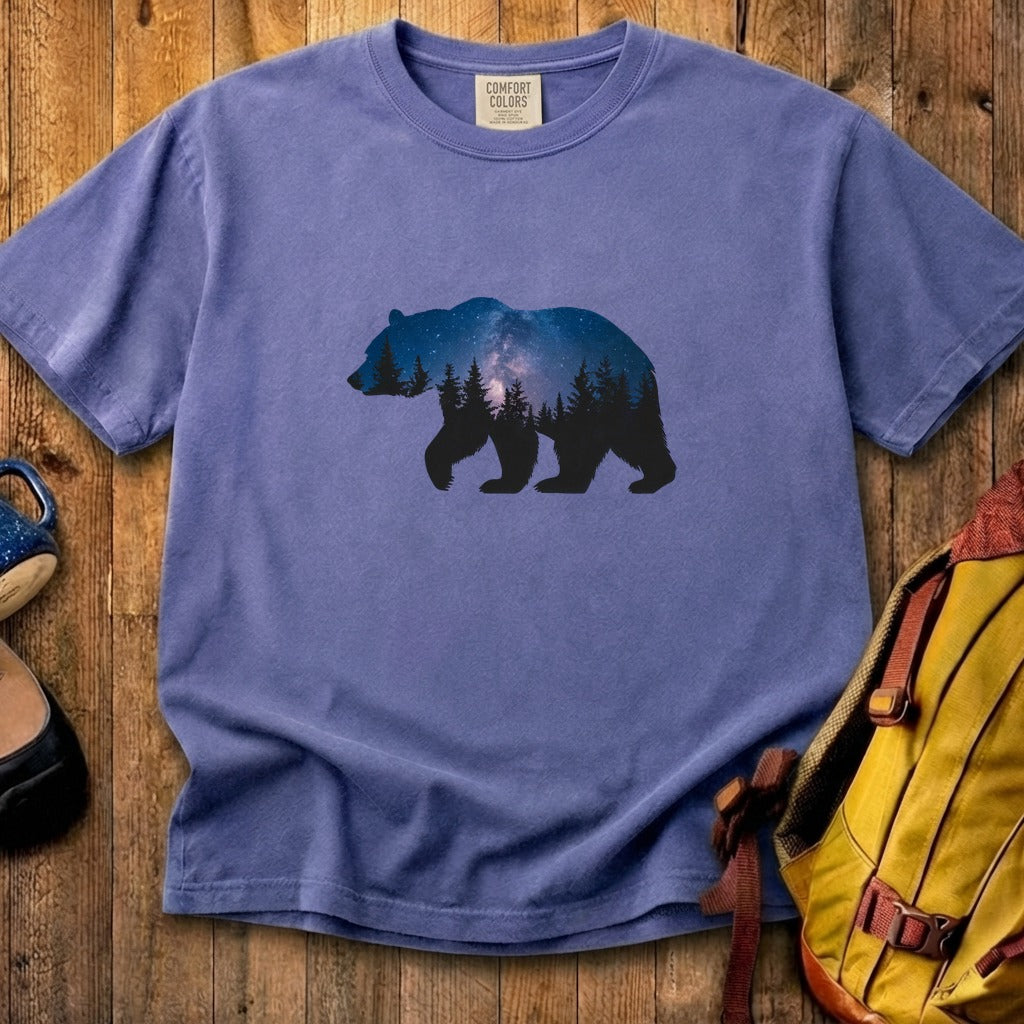 Bear Night Silhouette Cotton T-Shirt