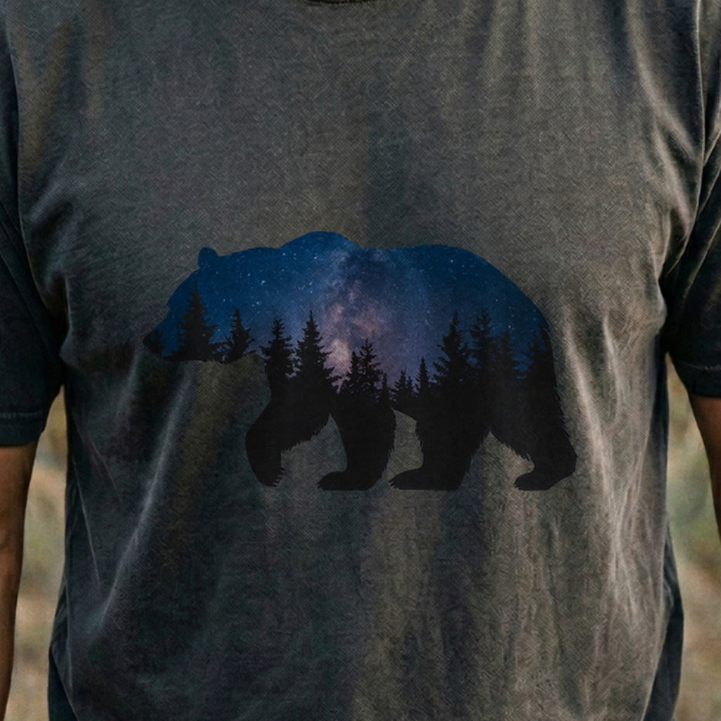 Bear Night Silhouette Cotton T-Shirt