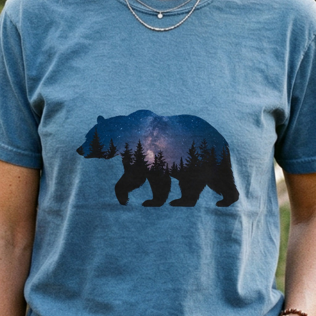 Bear Night Silhouette Cotton T-Shirt
