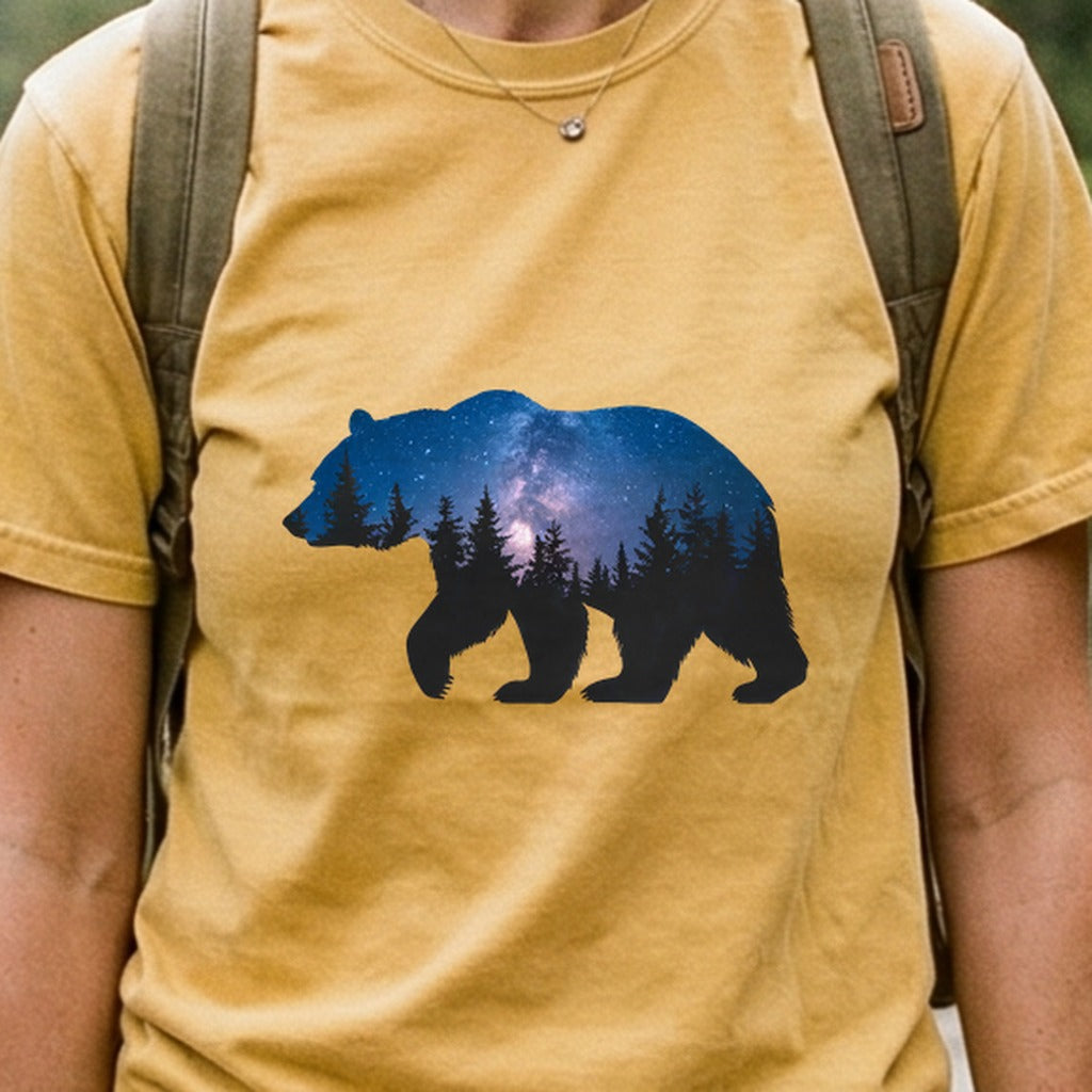 Bear Night Silhouette Cotton T-Shirt