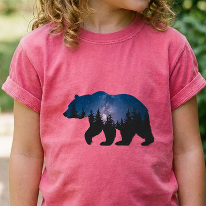 Bear Night Silhouette Kids Cotton T-Shirt