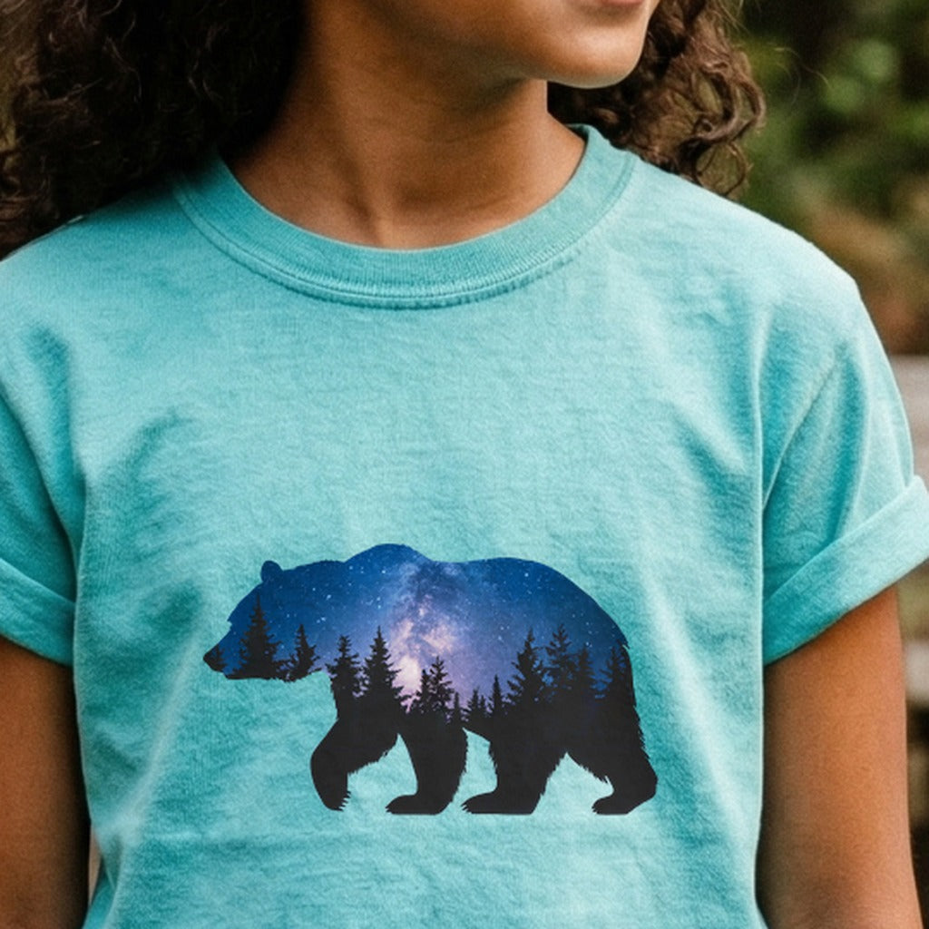 Bear Night Silhouette Kids Cotton T-Shirt