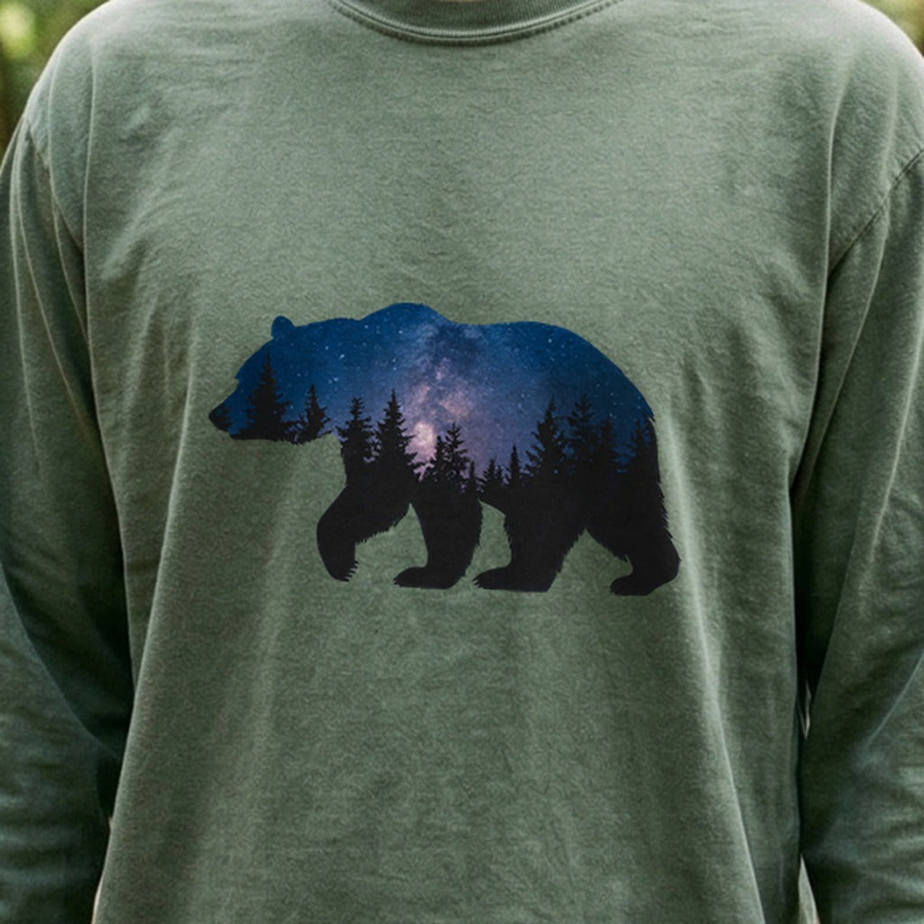 Bear Night Silhouette Cotton Long Sleeve
