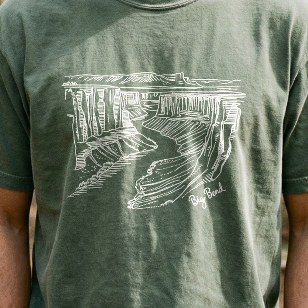 Big Bend Line Drawing Cotton T-Shirt