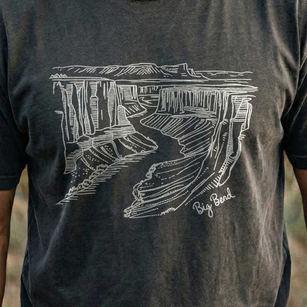 Big Bend Line Drawing Cotton T-Shirt