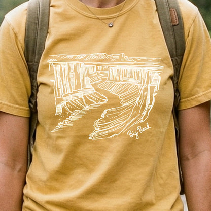 Big Bend Line Drawing Cotton T-Shirt