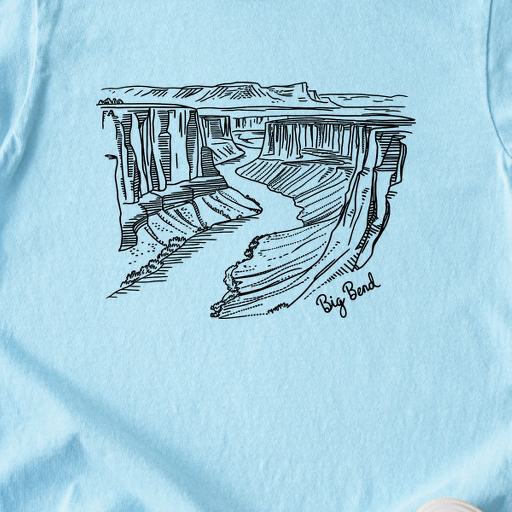 Big Bend Line Drawing Kids Cotton T-Shirt