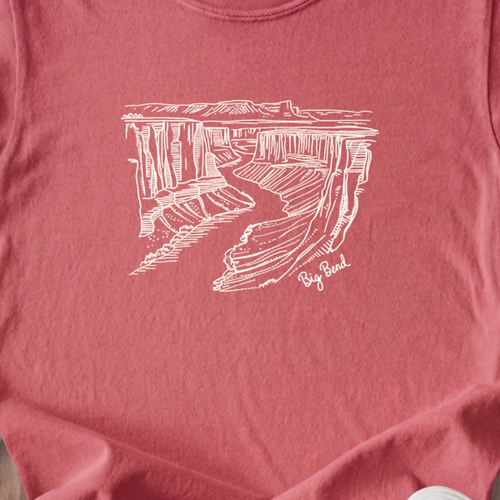 Big Bend Line Drawing Kids Cotton T-Shirt