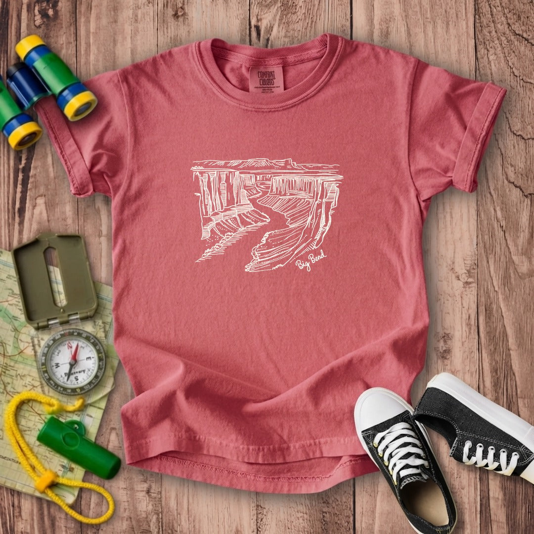 Big Bend Line Drawing Kids Cotton T-Shirt